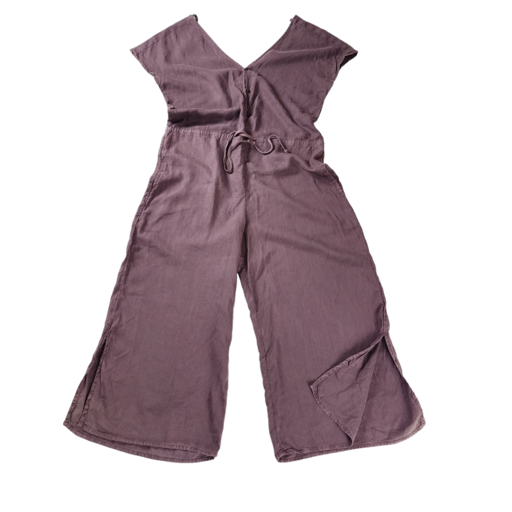 Antropologie Cloth & Stone Plum Purple Tencel Jumpsuit Capri Pants Size M